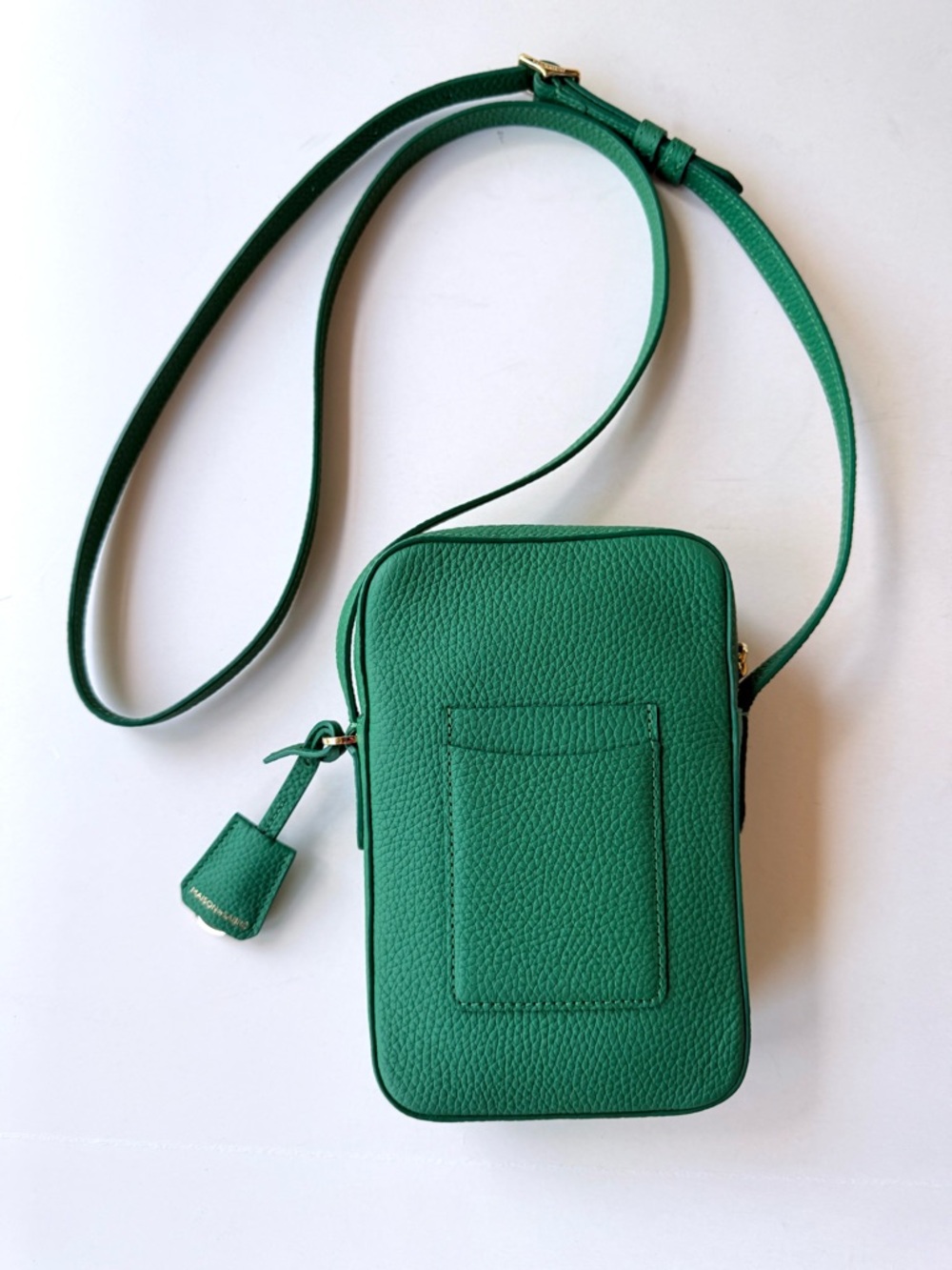 Maison de Sabre The Zipped Phone Pouch Crossbody Bag Emerald Green Leather - Picture 5 of 15